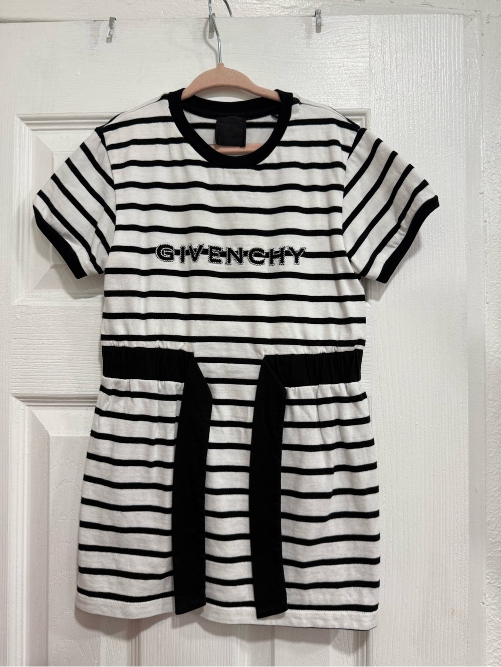 Givenchy Black & White Striped Logo Kids Dress